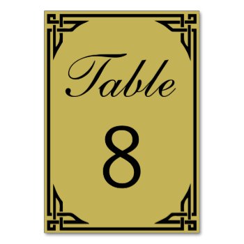 Gold Art Deco Border Double-sided Table Numbers by CustomizedCreationz at Zazzle
