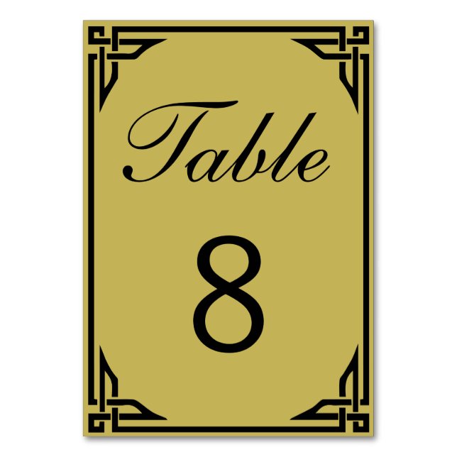 Gold Art Deco Border Double-sided Table Numbers (Back)