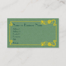 Gold Art Deco Border on Green Business Card