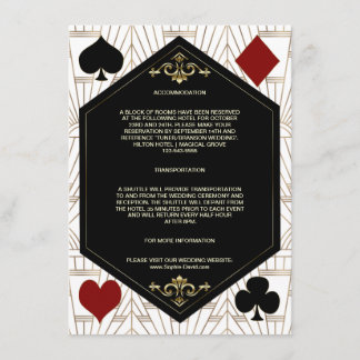 Gold Art Deco Casino Vegas Poker Wedding Details Enclosure Card