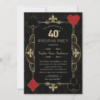 Gold Art Deco Casino Vegas Woman 40th Birthday