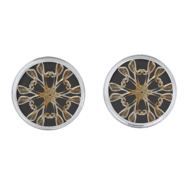 Gold Art Deco Design Cufflinks (Front)