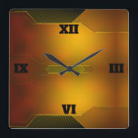 Gold Art Deco design in a Modern Style Square Wall Clock<br><div class="desc">You can add initials or a special message by hitting the customize button.</div>