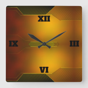 Gold Art Deco design in a Modern Style Square Wall Clock