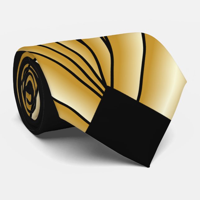 Gold Art Deco Design Neck Tie (Rolled)
