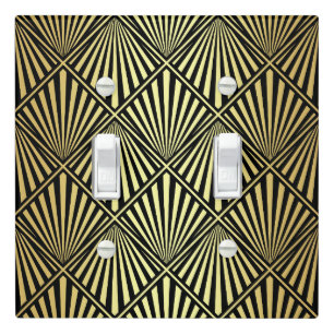 Gold Art Deco Double Toggle Light Switch Cover