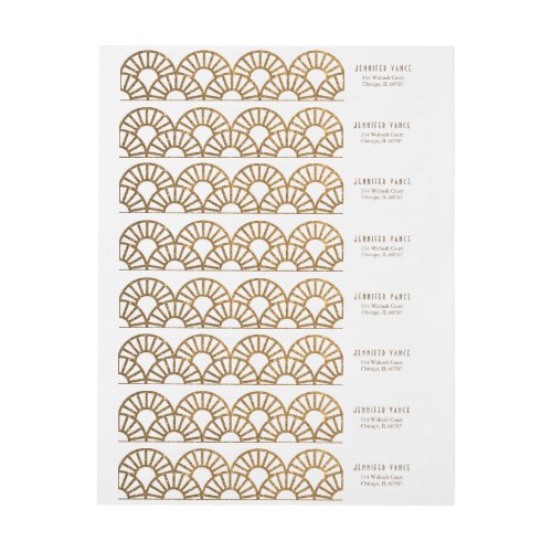 Gold Art Deco Fan Envelope Address Wrap Label