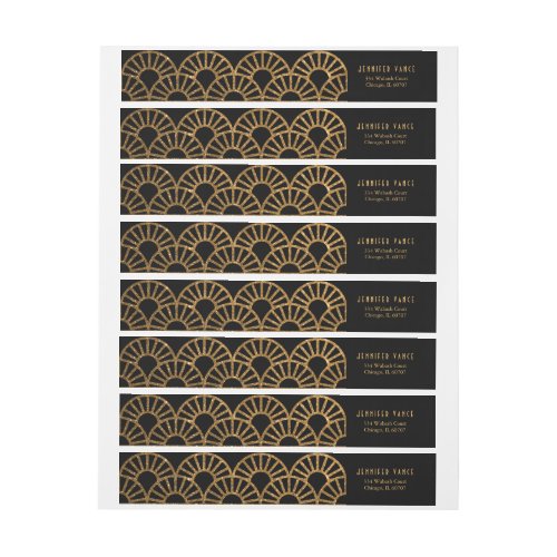 Gold Art Deco Fan Envelope Address Wrap Label