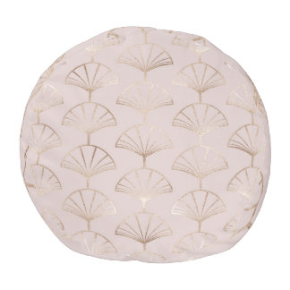 Gold Art Deco: Fan Leaves Pattern Pouf
