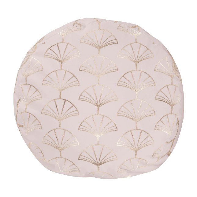 Gold Art Deco: Fan Leaves Pattern Pouf (Bottom)