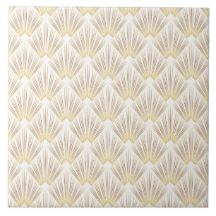 Gold Art Deco Fan Metallic Sunburst Ceramic Tile