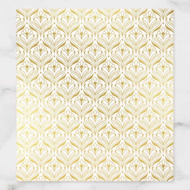 Gold Art Deco Floral Lotus Envelope Liner (Design)