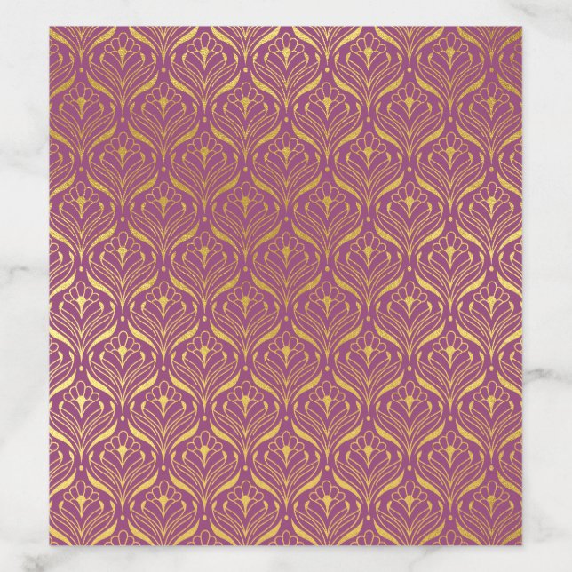 Gold Art Deco Floral Lotus Envelope Liner (Design)