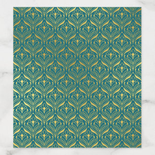 Gold Art Deco Floral Lotus Envelope Liner