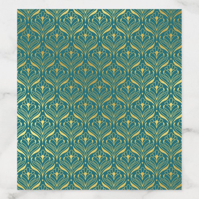 Gold Art Deco Floral Lotus Envelope Liner (Design)