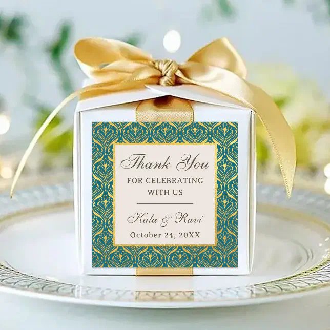 Gift Sticker Labels Gold Gold Art Deco Floral Return Gift Favor Labels | Zazzle