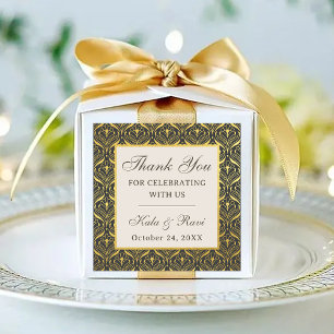 Gold Art Deco Floral Return Gift Favor Labels