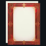 Gold Art Deco Frame on Red Background Letterhead<br><div class="desc">A gold art deco frame on a mottled red background makes an elegant and classy letterhead paper.  The back is the same off-white as the center of the front.  Perfect for correspondence,  flyers,  and invitations.</div>