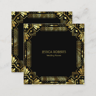 Gold Art Deco frame Square Business Card