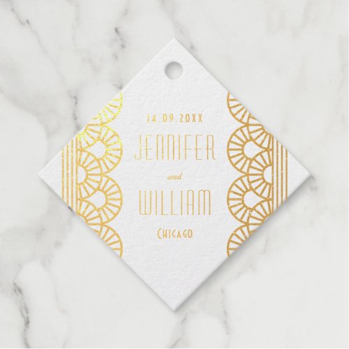 Gold Art Deco Gatsby Style Custom Wedding Foil Favor Tags