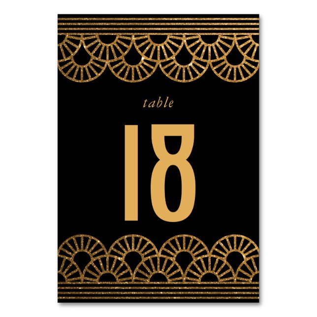 Gold Art Deco Gatsby Themed Table Number (Front)
