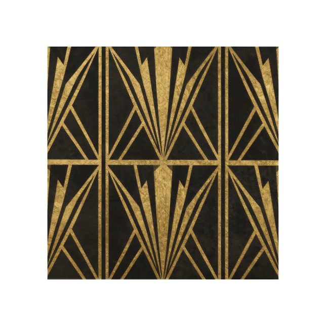 Gold Art Deco Geometric Fan Pattern Black (Front)