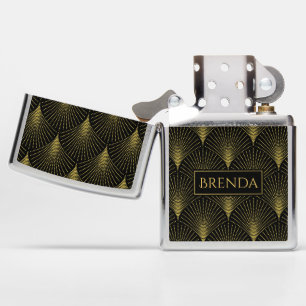 Gold Art-Deco Geometric Pattern Zippo Lighter