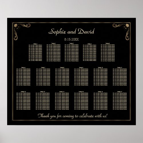 Gold Art Deco Great Gatsby Wedding Seating Chart