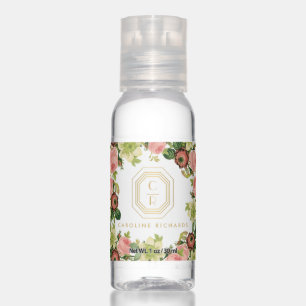 Gold Art Deco Monogram Vintage Florals Hand Sanitizer