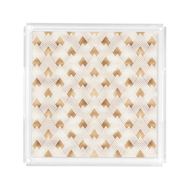 Gold Art Deco Pattern Acrylic Tray (Front)