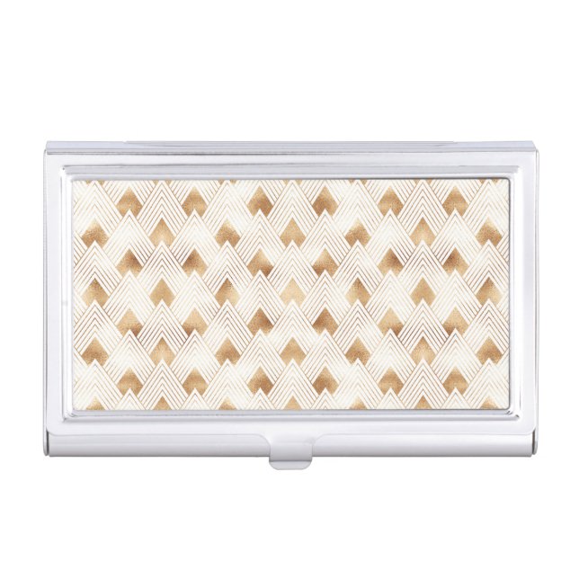 Gold Art Deco Pattern Business Card Case (Front)