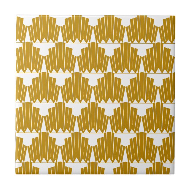 Gold Art Deco Pattern Ceramic Tile (Front)