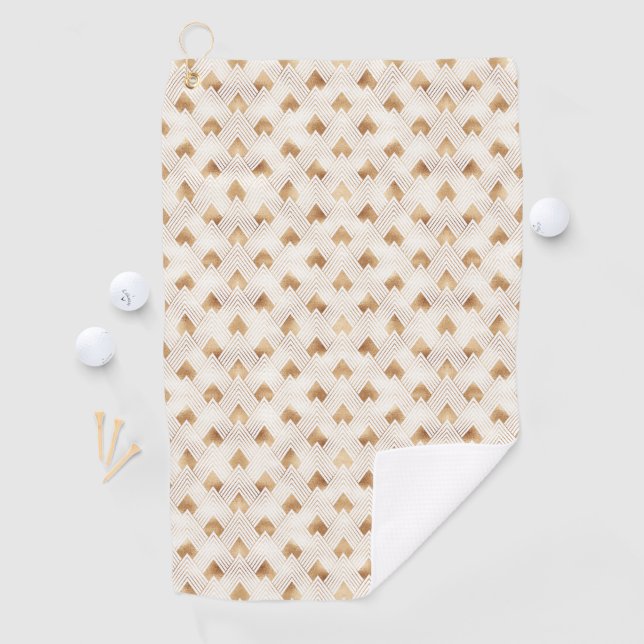 Gold Art Deco Pattern Golf Towel (InSitu)