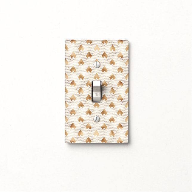Gold Art Deco Pattern Light Switch Cover (In Situ)