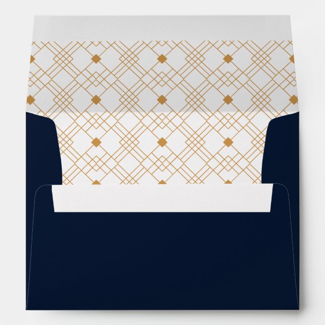 Gold art deco pattern on dark blue background envelope (Back (Bottom))