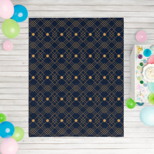 Gold art deco pattern on dark blue background outdoor rug