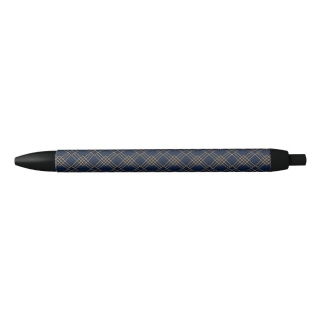 Gold art deco pattern on dark blue background pen (Front)