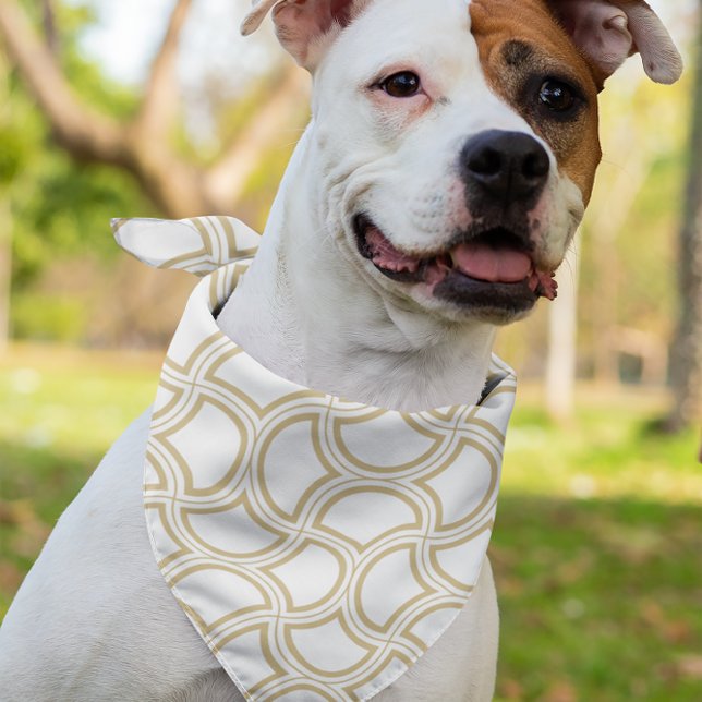 Gold Art Deco Pattern On White Bandana (Creator Uploaded)