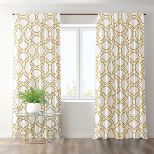 Gold Art Deco Pattern On White Blackout Curtains (Creator Uploaded)