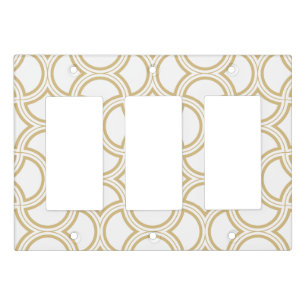 Gold Art Deco Pattern On White Light Switch Cover