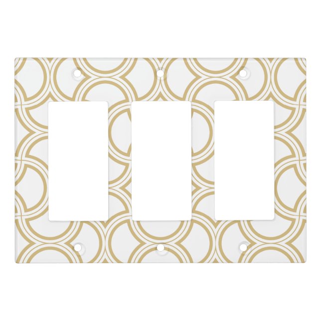 Gold Art Deco Pattern On White Light Switch Cover (Front)
