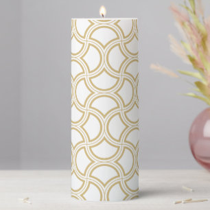 Gold Art Deco Pattern On White Pillar Candle