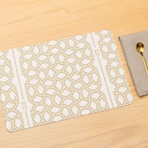 Gold Art Deco Pattern On White Placemat