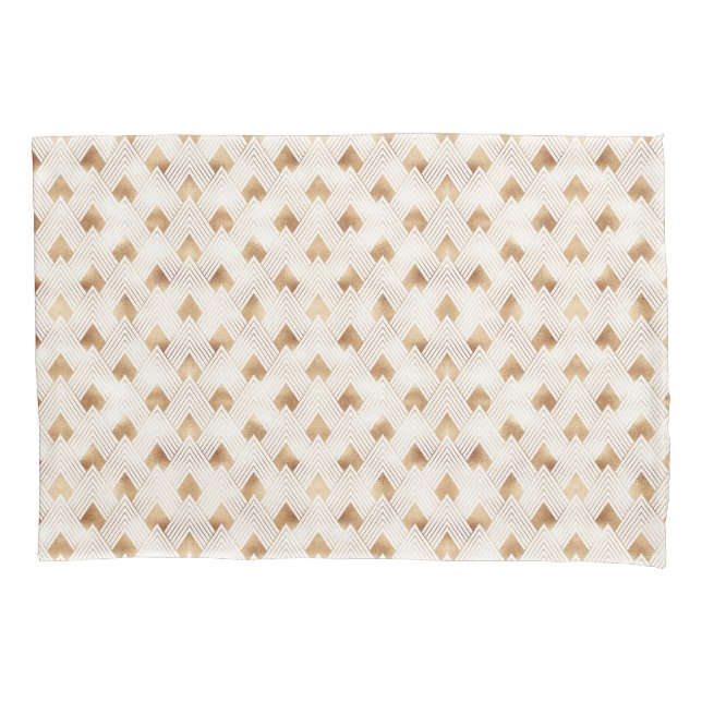 Gold Art Deco Pattern Pillow Case (Front-Left)