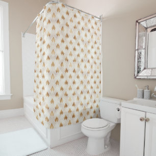 Gold Art Deco Pattern Shower Curtain