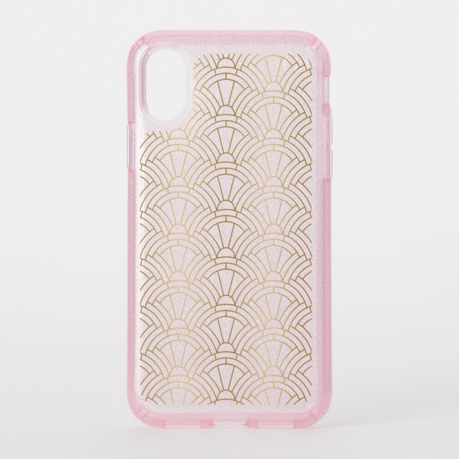 Gold art-deco pattern speck iPhone XS case (Front)
