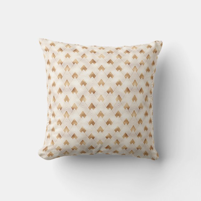 Gold Art Deco Pattern Throw Pillow (Front)