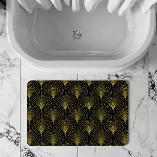 Gold Art-deco Pattern With Monogram Bath Mat