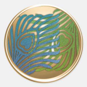 Gold Art Deco Peacock Envelope Seal Set 1104