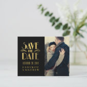 Gold Art Deco | Photo Save the Date Postcard (Standing Front)